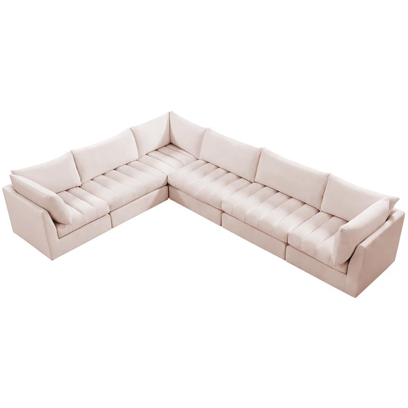 Meridian Furniture Jacob Pink Velvet Modular Sectional