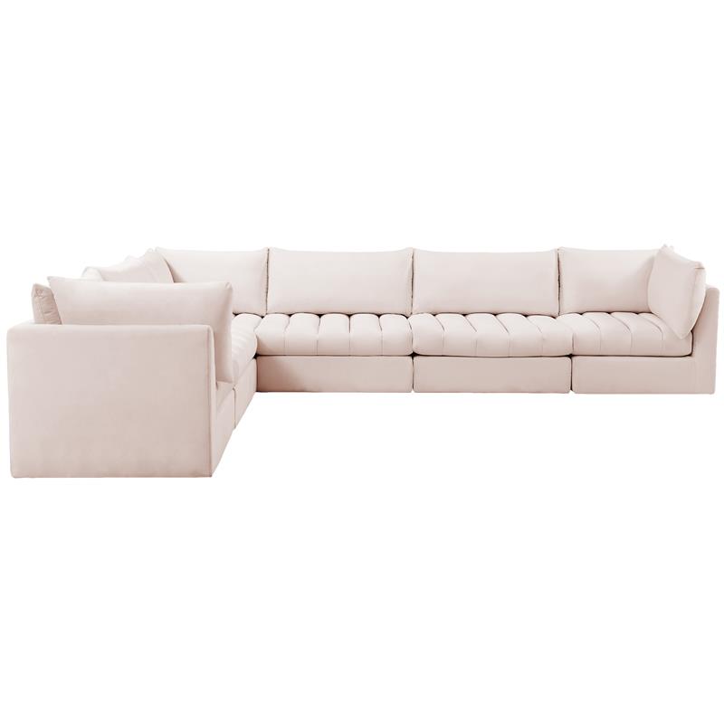 Meridian Furniture Jacob Pink Velvet Modular Sectional