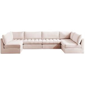 meridian furniture jacob pink velvet modular sectional