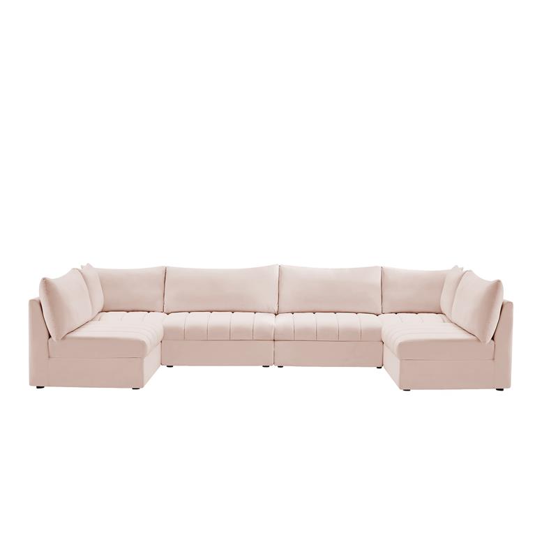 Meridian Furniture Jacob Pink Velvet Modular Sectional