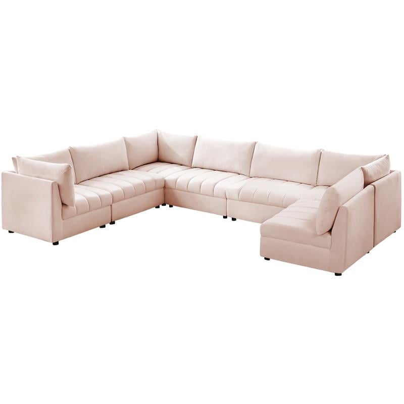 Meridian Furniture Jacob Pink Velvet Modular Sectional