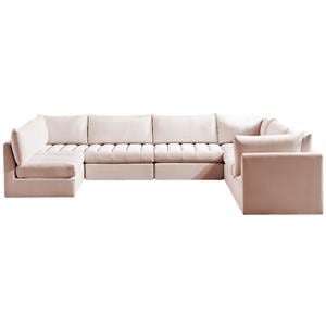 meridian furniture jacob pink velvet modular sectional