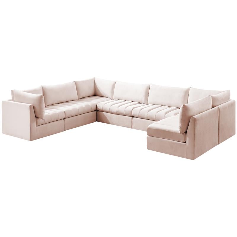 Meridian Furniture Jacob Pink Velvet Modular Sectional