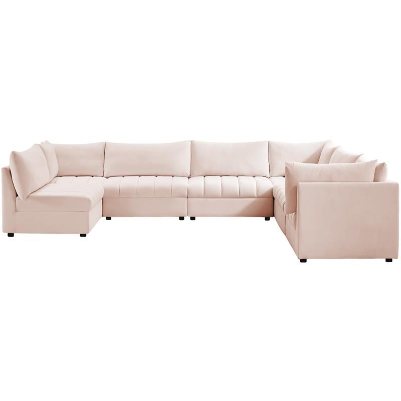 Meridian Furniture Jacob Pink Velvet Modular Sectional