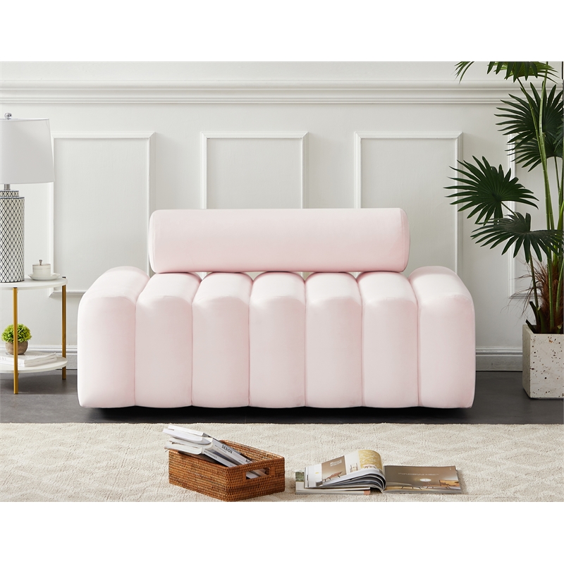 Meridian Furniture Melody Pink Velvet Loveseat
