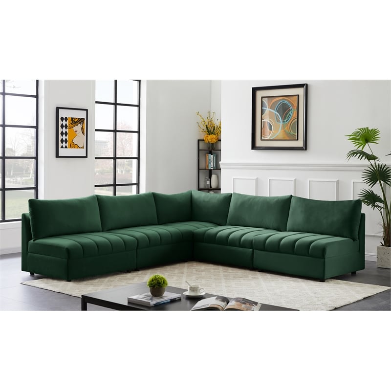 Meridian Furniture Jacob Green Velvet Modular Sectional