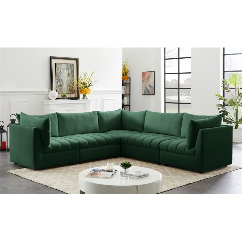 Meridian Furniture Jacob Green Velvet Modular Sectional