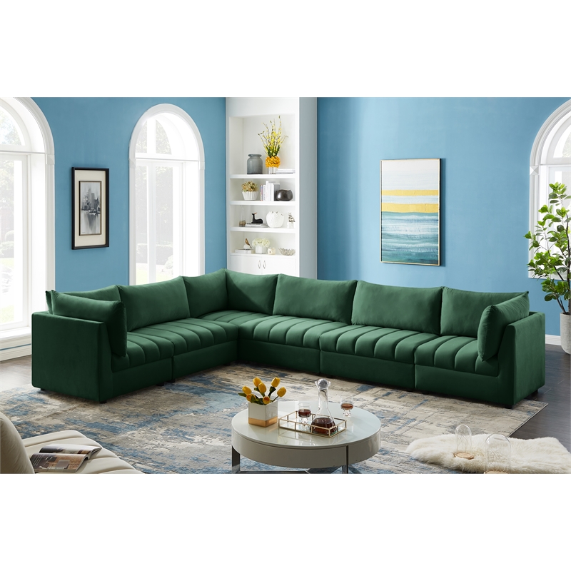 Meridian Furniture Jacob Green Velvet Modular Sectional