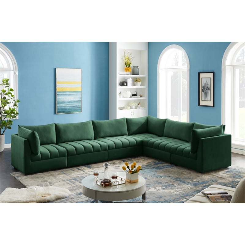 Meridian Furniture Jacob Green Velvet Modular Sectional