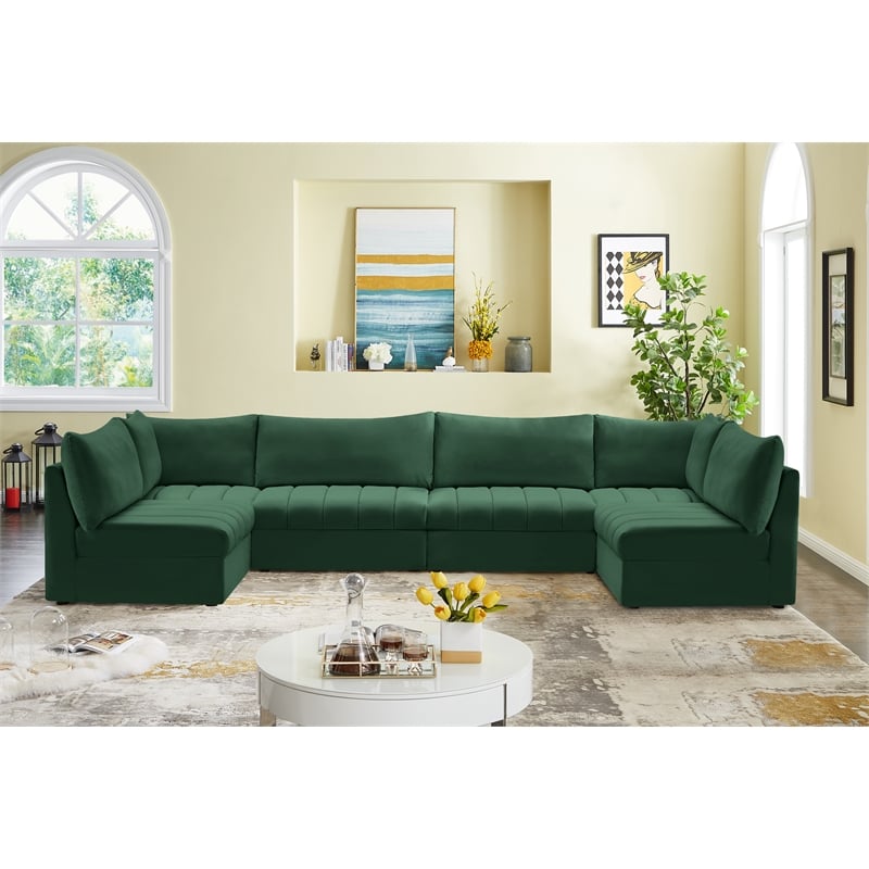 Meridian Furniture Jacob Green Velvet Modular Sectional