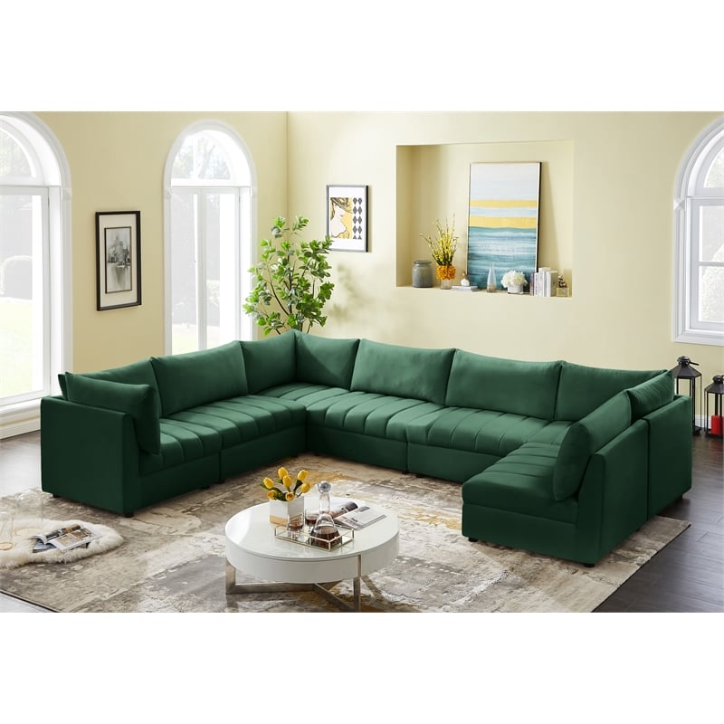 Meridian Furniture Jacob Green Velvet Modular Sectional