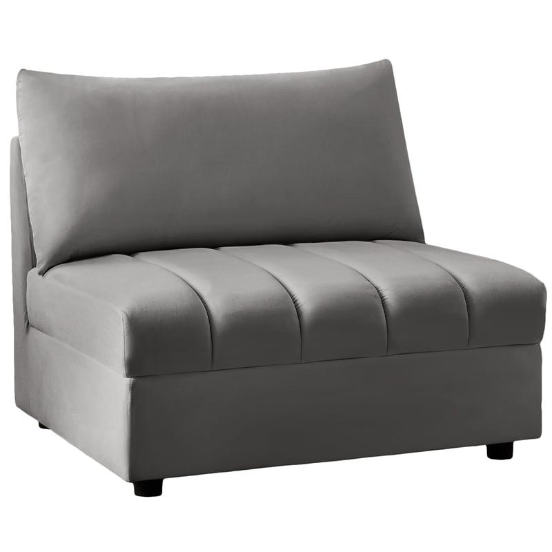 Meridian Furniture Jacob Grey Velvet Armless