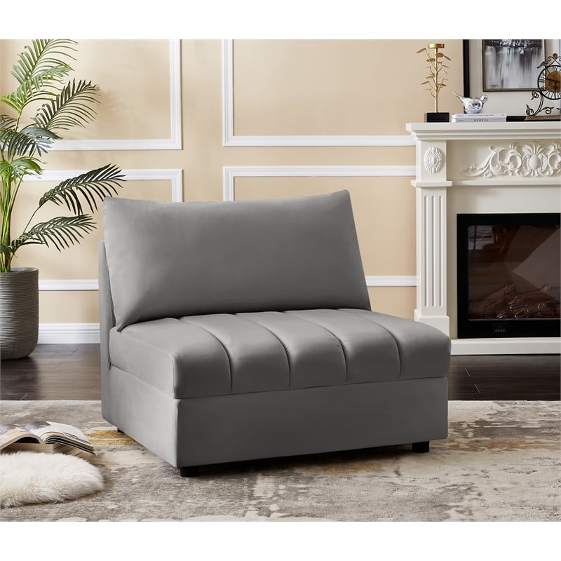 Meridian Furniture Jacob Grey Velvet Armless