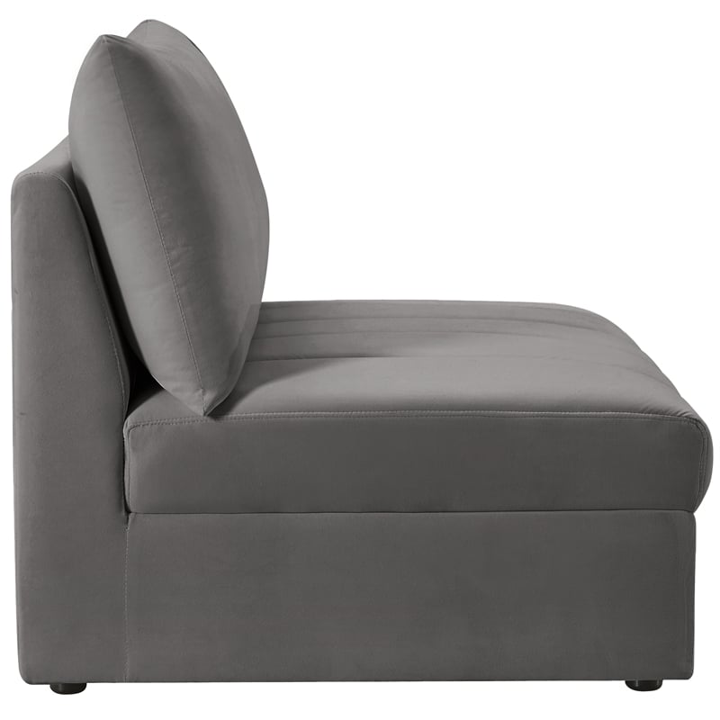 Meridian Furniture Jacob Grey Velvet Armless