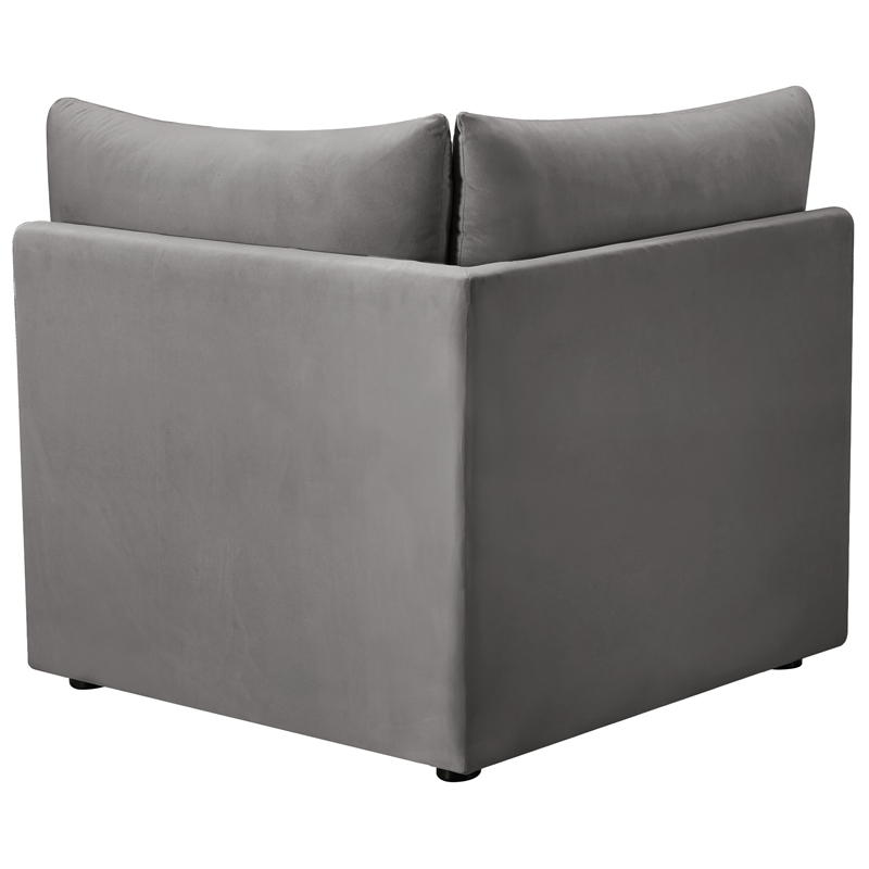 Meridian Furniture Jacob Grey Velvet Corner