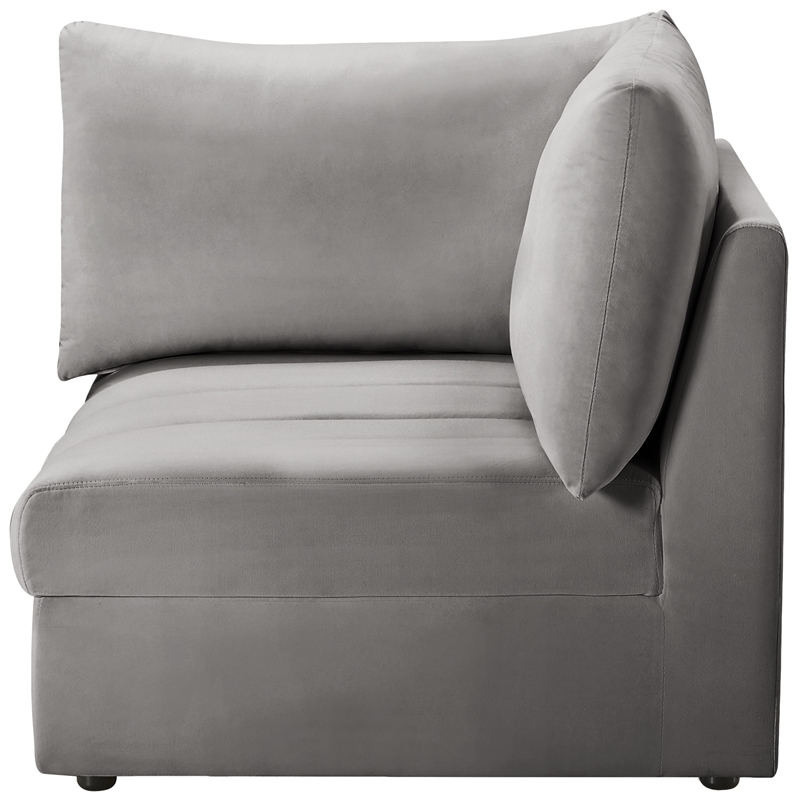 Meridian Furniture Jacob Grey Velvet Corner