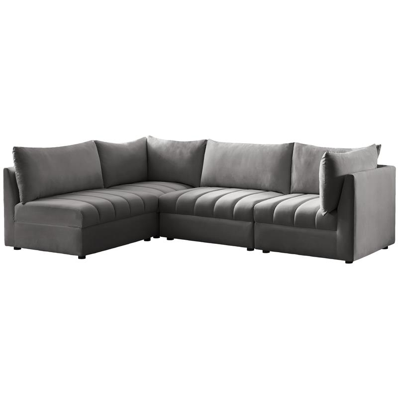 Meridian Furniture Jacob Grey Velvet Modular Sectional