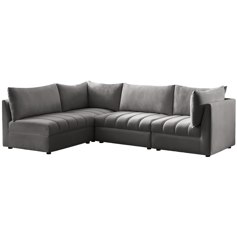 Meridian Furniture Jacob Grey Velvet Modular Sectional