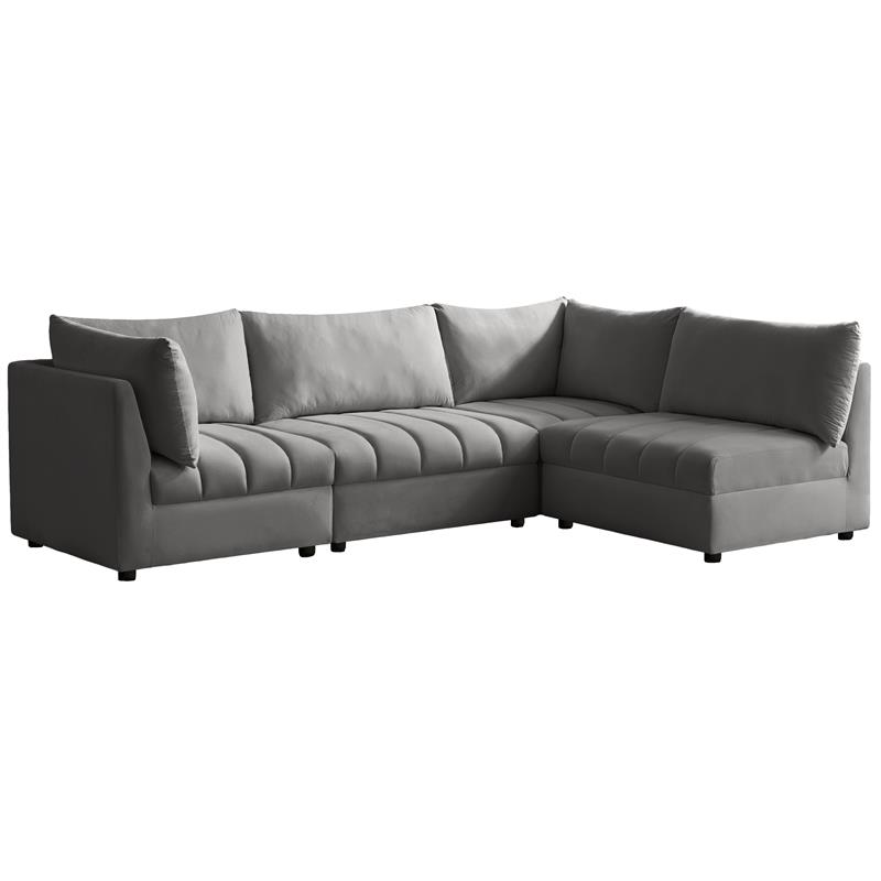 Meridian Furniture Jacob Grey Velvet Modular Sectional