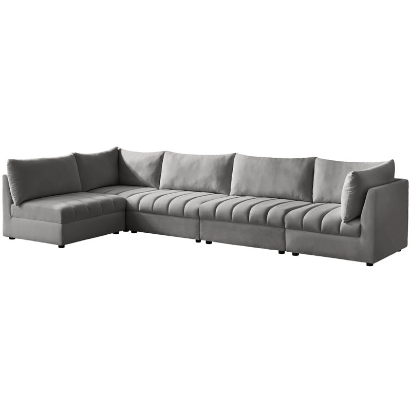 Meridian Furniture Jacob Grey Velvet Modular Sectional