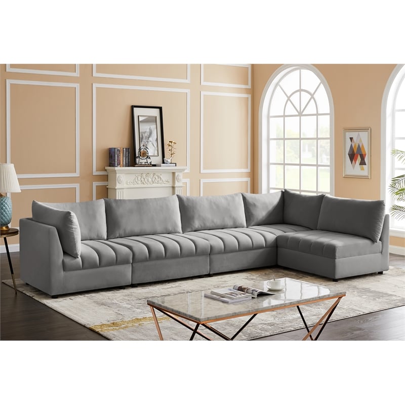 Meridian Furniture Jacob Grey Velvet Modular Sectional