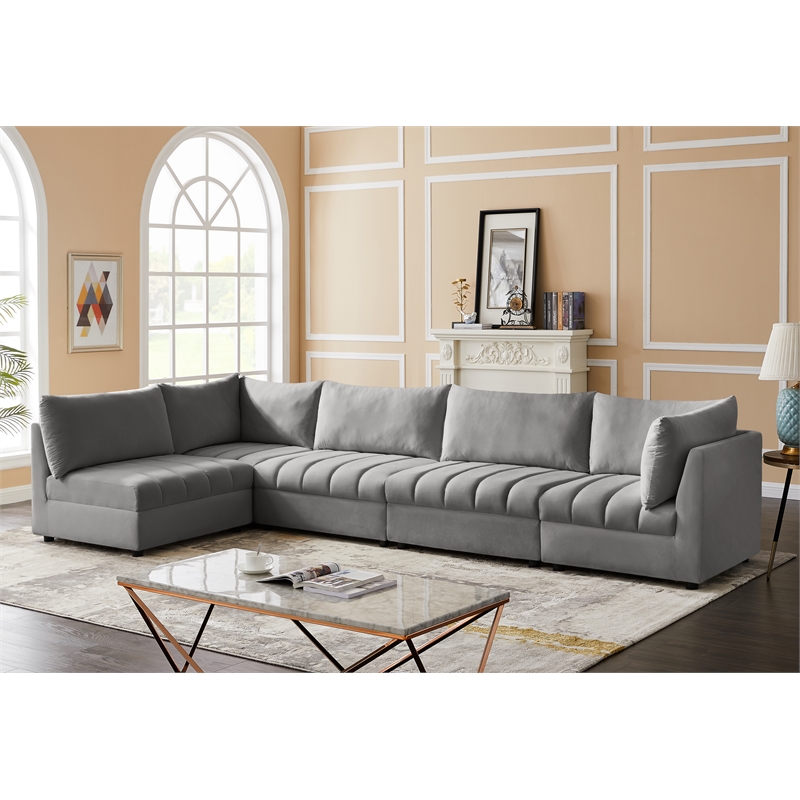 Meridian Furniture Jacob Grey Velvet Modular Sectional