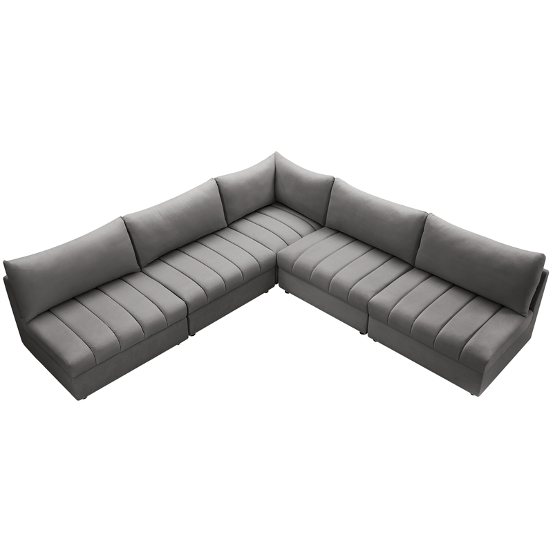 Meridian Furniture Jacob Grey Velvet Modular Sectional