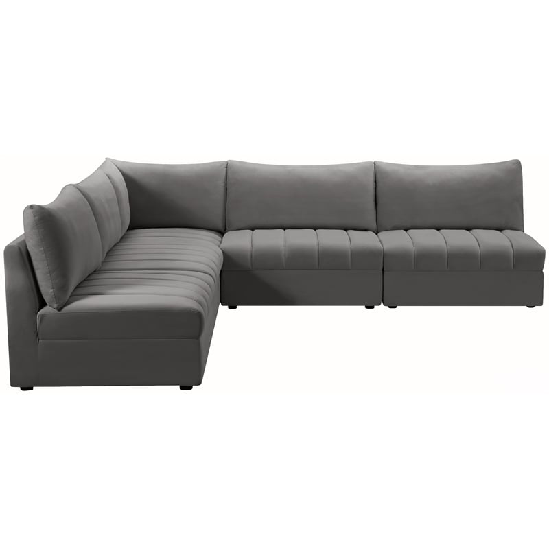 Meridian Furniture Jacob Grey Velvet Modular Sectional