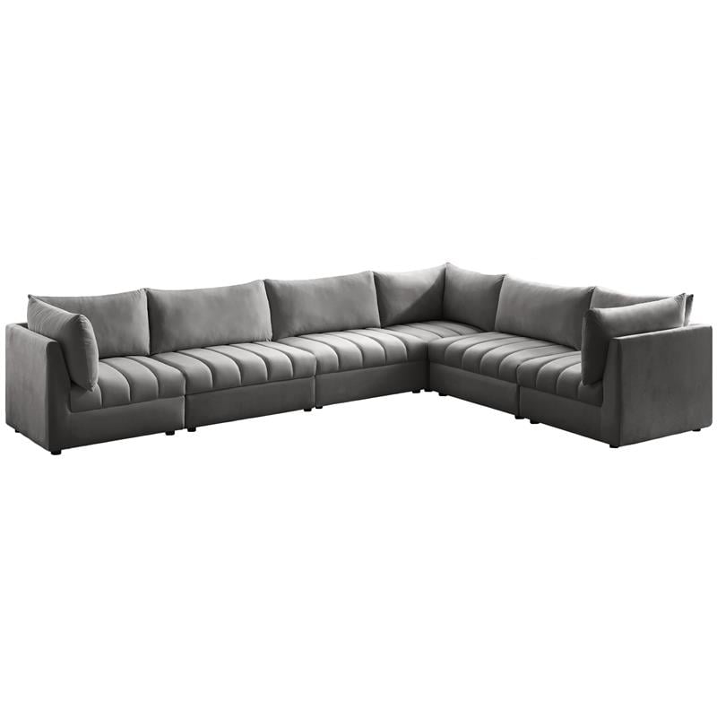 Meridian Furniture Jacob Grey Velvet Modular Sectional