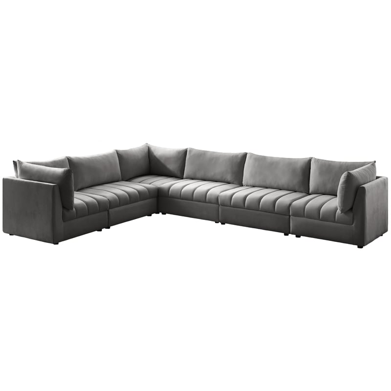 Meridian Furniture Jacob Grey Velvet Modular Sectional