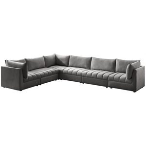 Meridian Furniture Jacob Grey Velvet Modular Sectional