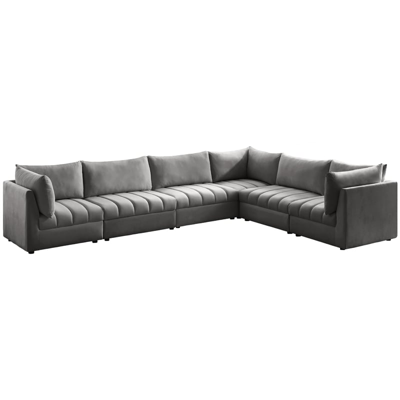 Meridian Furniture Jacob Grey Velvet Modular Sectional