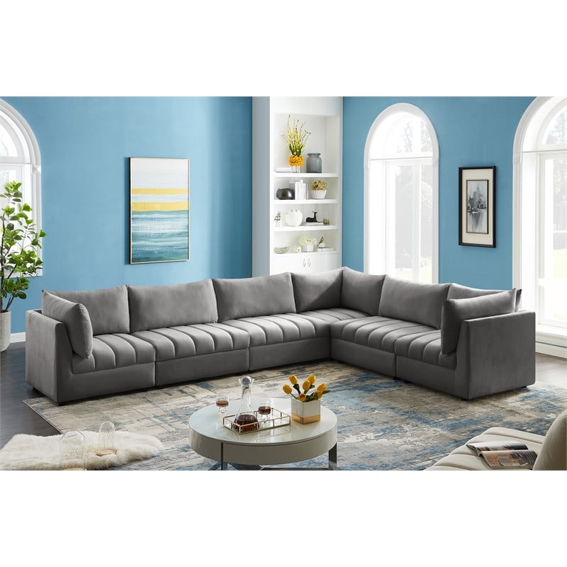 Meridian Furniture Jacob Grey Velvet Modular Sectional