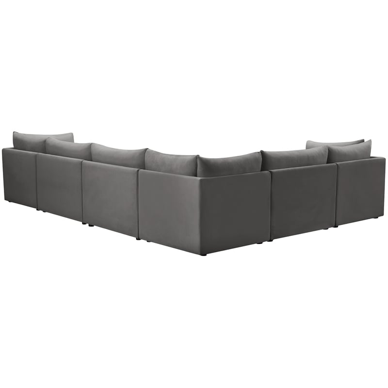 Meridian Furniture Jacob Grey Velvet Modular Sectional