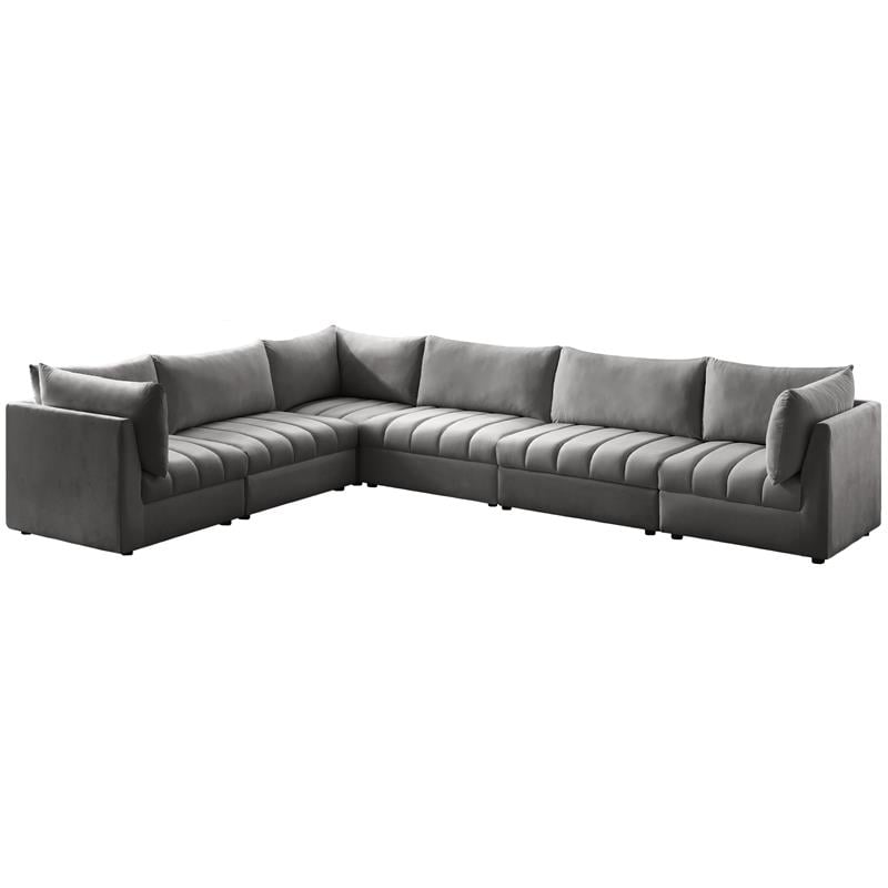 Meridian Furniture Jacob Grey Velvet Modular Sectional