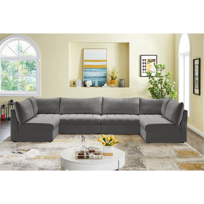Meridian Furniture Jacob Grey Velvet Modular Sectional