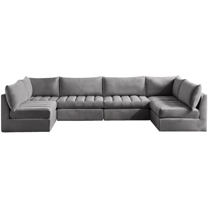 Meridian Furniture Jacob Grey Velvet Modular Sectional