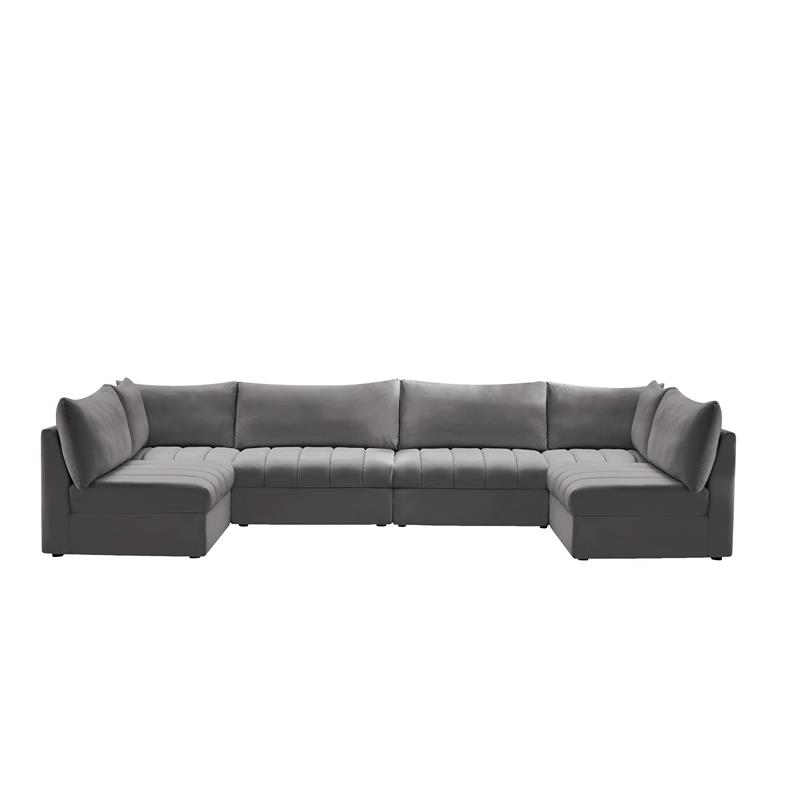 Meridian Furniture Jacob Grey Velvet Modular Sectional