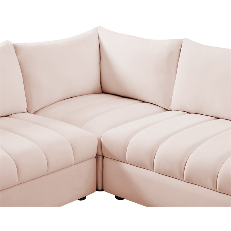 Meridian Furniture Jacob Pink Velvet Modular Sectional