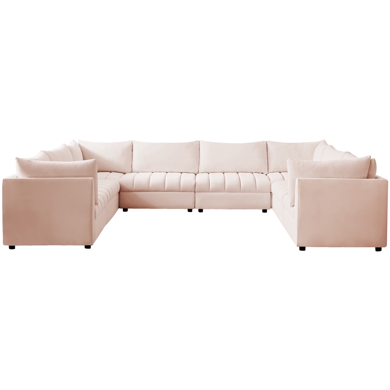 Meridian Furniture Jacob Pink Velvet Modular Sectional