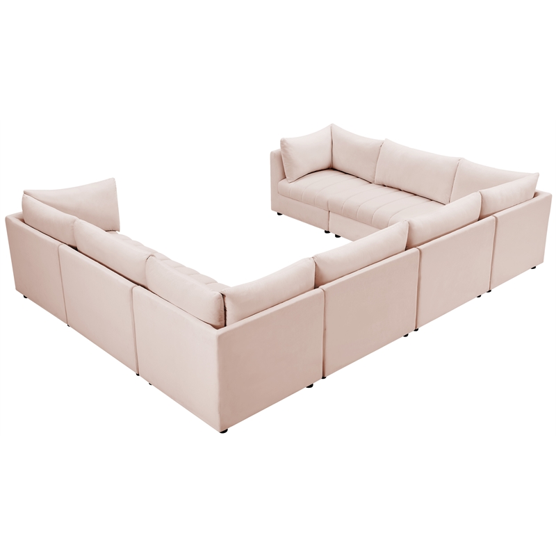 Meridian Furniture Jacob Pink Velvet Modular Sectional