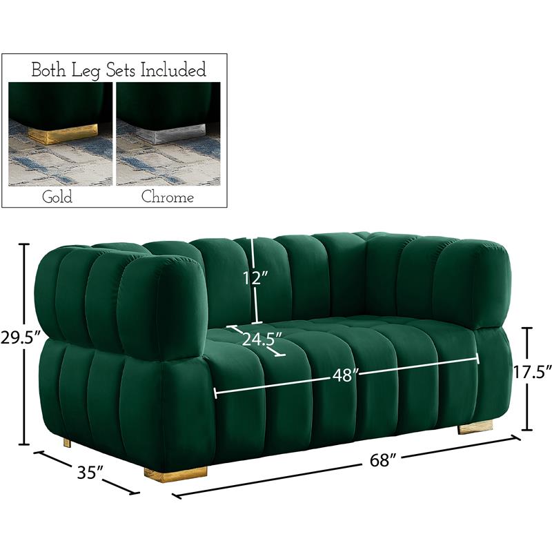 Meridian Furniture Gwen Green Velvet Loveseat