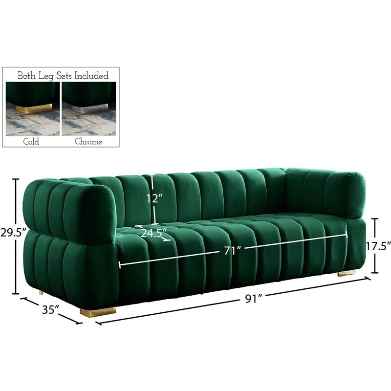 Meridian Furniture Gwen Green Velvet Sofa