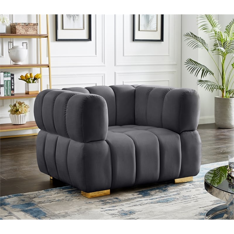 Meridian Furniture Gwen Grey Velvet Chair