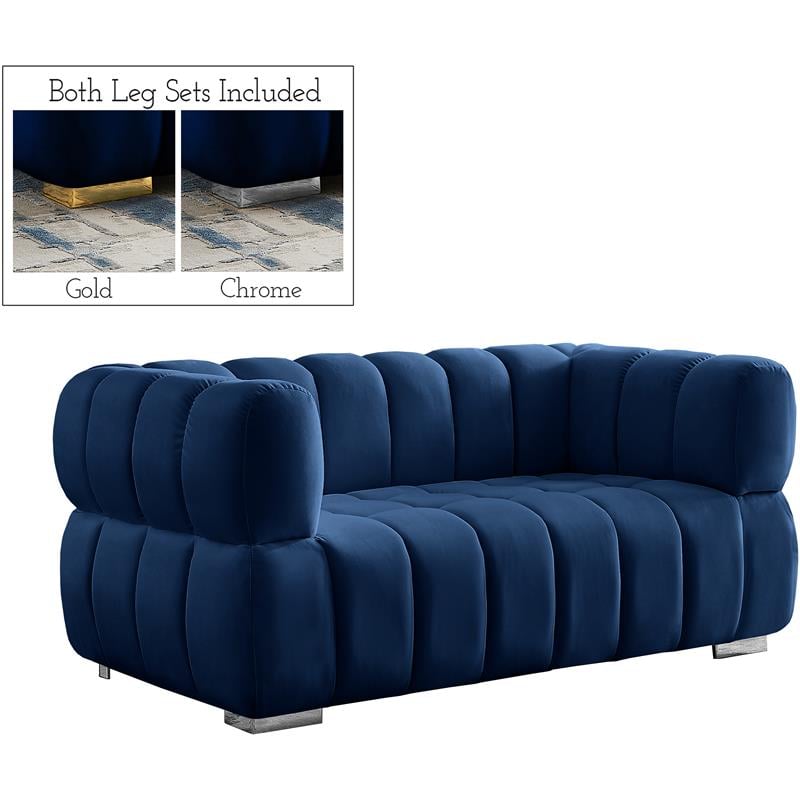 Meridian Furniture Gwen Navy Velvet Loveseat