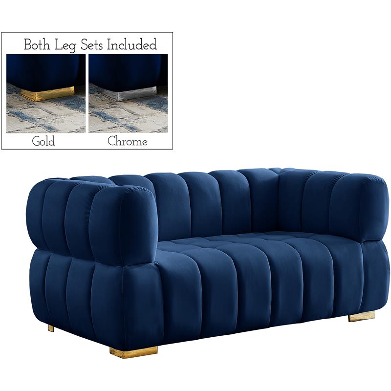 Meridian Furniture Gwen Navy Velvet Loveseat