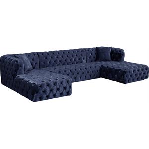 meridian furniture coco navy velvet 3pc. sectional