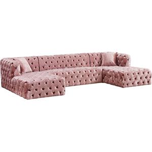 meridian furniture coco pink velvet 3pc. sectional