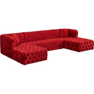 meridian furniture coco red velvet 3pc. sectional