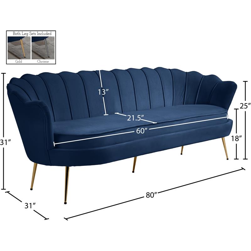 Rose Sofa - Zoom Navy Rose Sofa - Zoom Navy